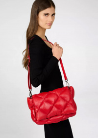 Stepp-Ledertasche 'Grace' rot aus Lammnappa-Leder