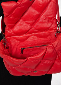 Stepp-Ledertasche 'Grace' rot aus Lammnappa-Leder